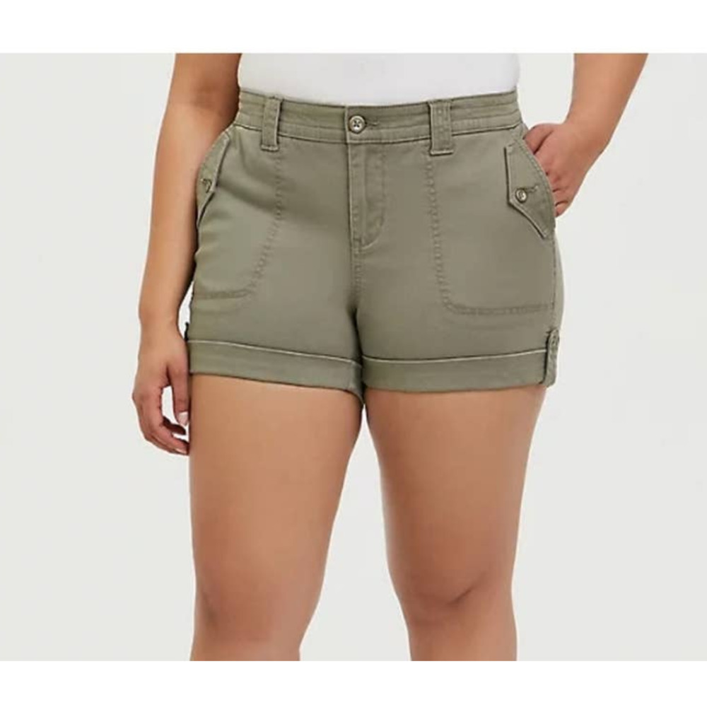Torrid Olive Green Military Stretch Mid Rise Short Size 12